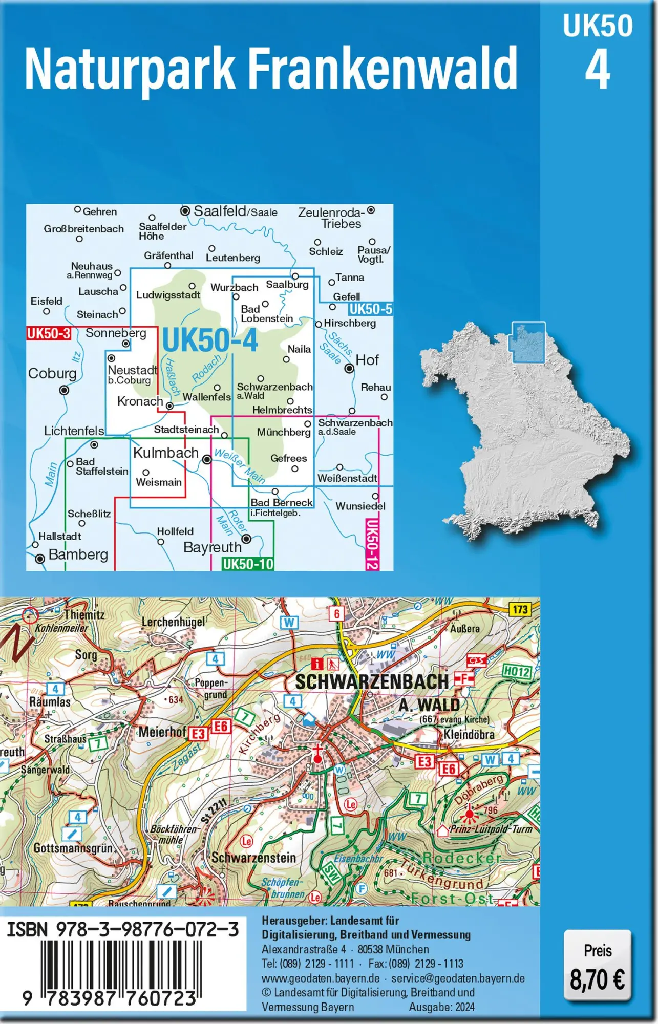 Rückseite: 9783987760723 | UK50-4 Naturpark Frankenwald (Umgebungskarte 1:50000) | (Land-)Karte