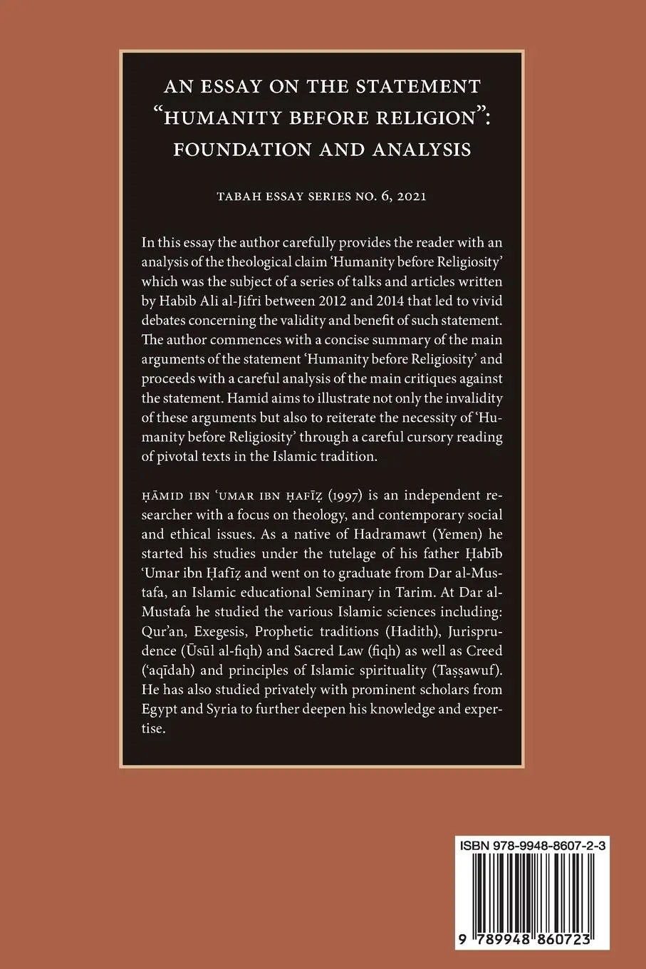 Rückseite: 9789948860723 | An Essay on the Statement "Humanity before Religion" | Hafiz | Buch