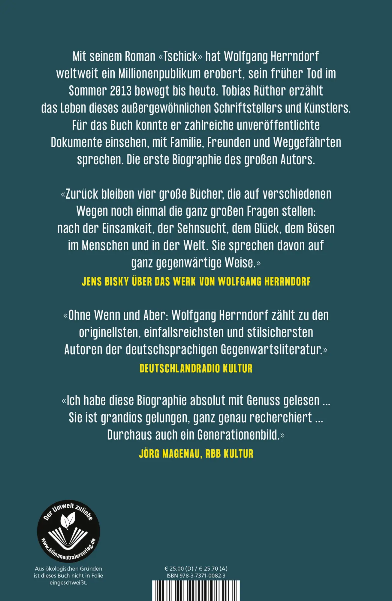 Rückseite: 9783737100823 | Herrndorf | Tobias Rüther | Buch | 384 S. | Deutsch | 2023