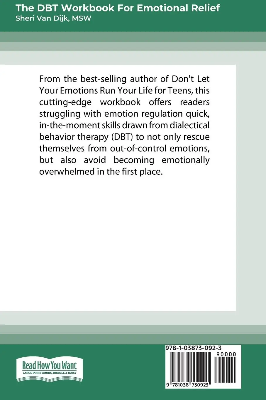 Rückseite: 9781038730923 | The DBT Workbook for Emotional Relief | Sheri van Dijk | Taschenbuch