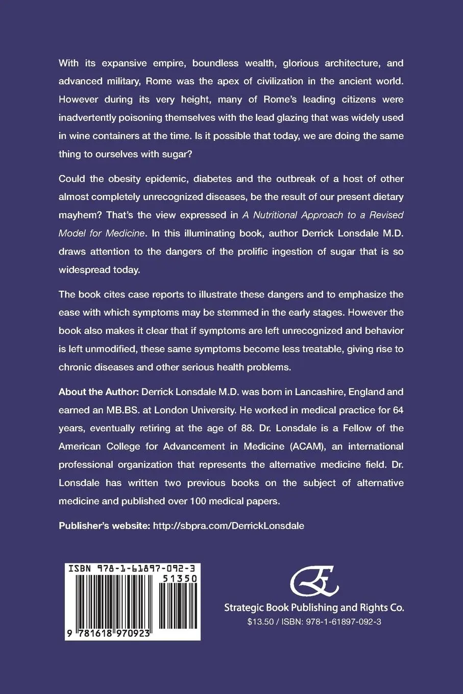 Rückseite: 9781618970923 | A Nutritional Approach to a Revised Model for Medicine | D. | Buch