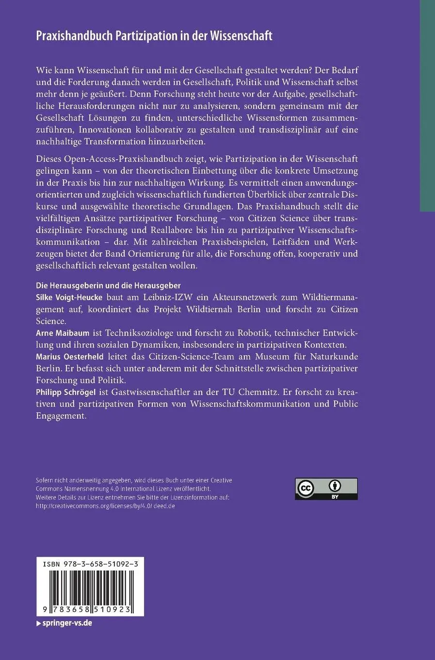 Rückseite: 9783658510923 | Praxishandbuch Partizipation in der Wissenschaft | Buch | xii | 2026