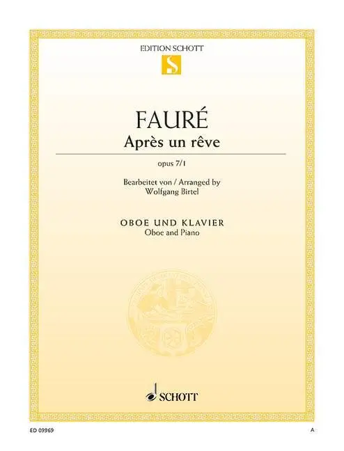Cover: 9790001190923 | Après un rêve op.7,1 für Oboe und Klavier | Gabriel Urbain Fauré