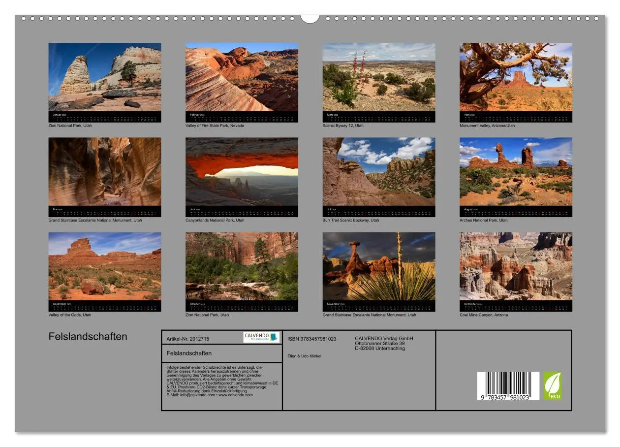 Bild: 9783457981023 | Felslandschaften (hochwertiger Premium Wandkalender 2026 DIN A2...
