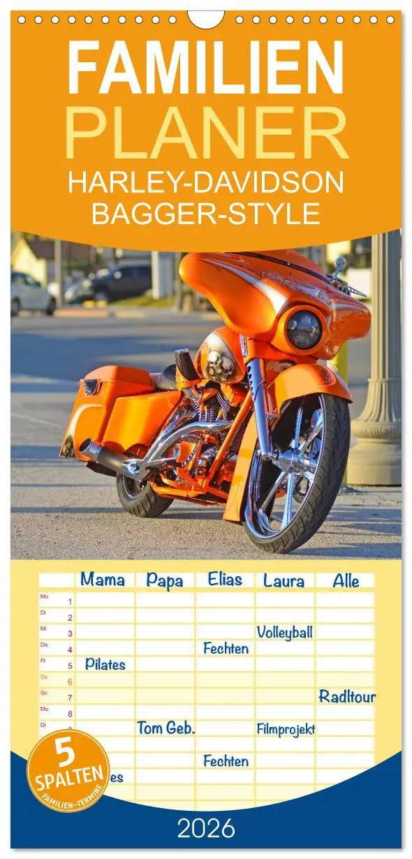 Cover: 9783516521023 | Familienplaner 2026 - BEST OF HARLEY-DAVIDSON BAGGER-STYLE mit 5...