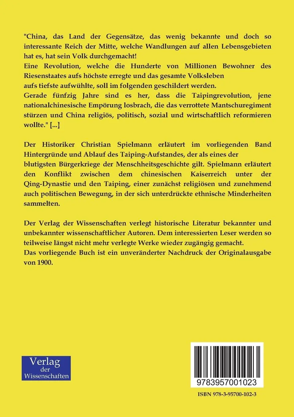 Rückseite: 9783957001023 | Die Taiping-Revolution in China 1850-1864 | Christian Spielmann | Buch