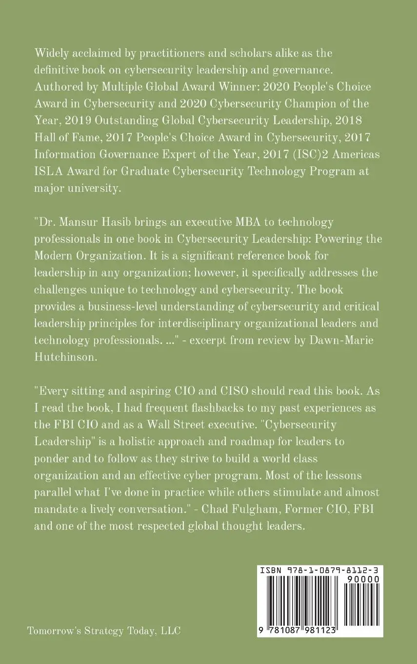 Rückseite: 9781087981123 | Cybersecurity Leadership | Powering the Modern Organization | Hasib