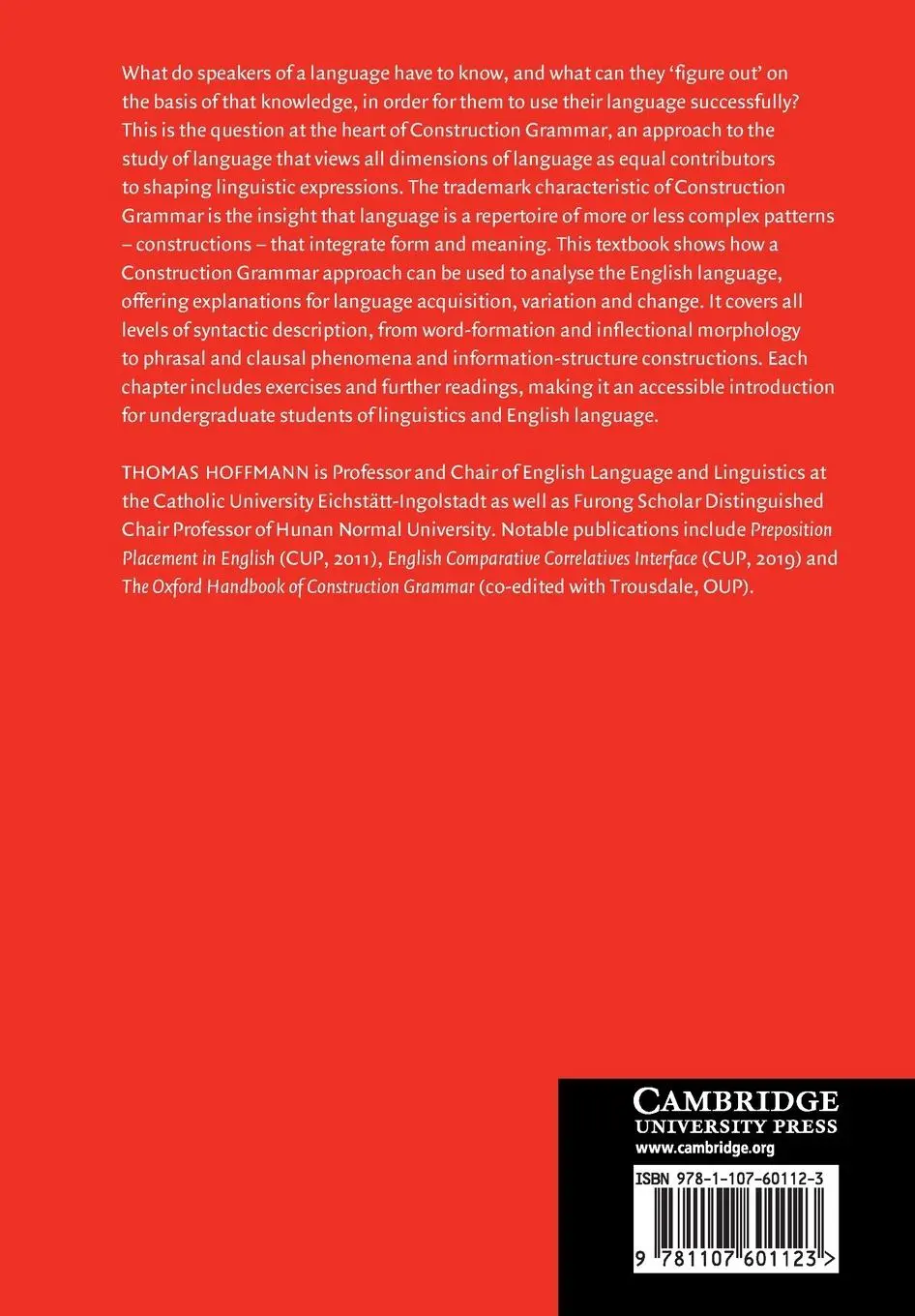 Rückseite: 9781107601123 | Construction Grammar | Thomas Hoffmann | Taschenbuch | Englisch | 2022