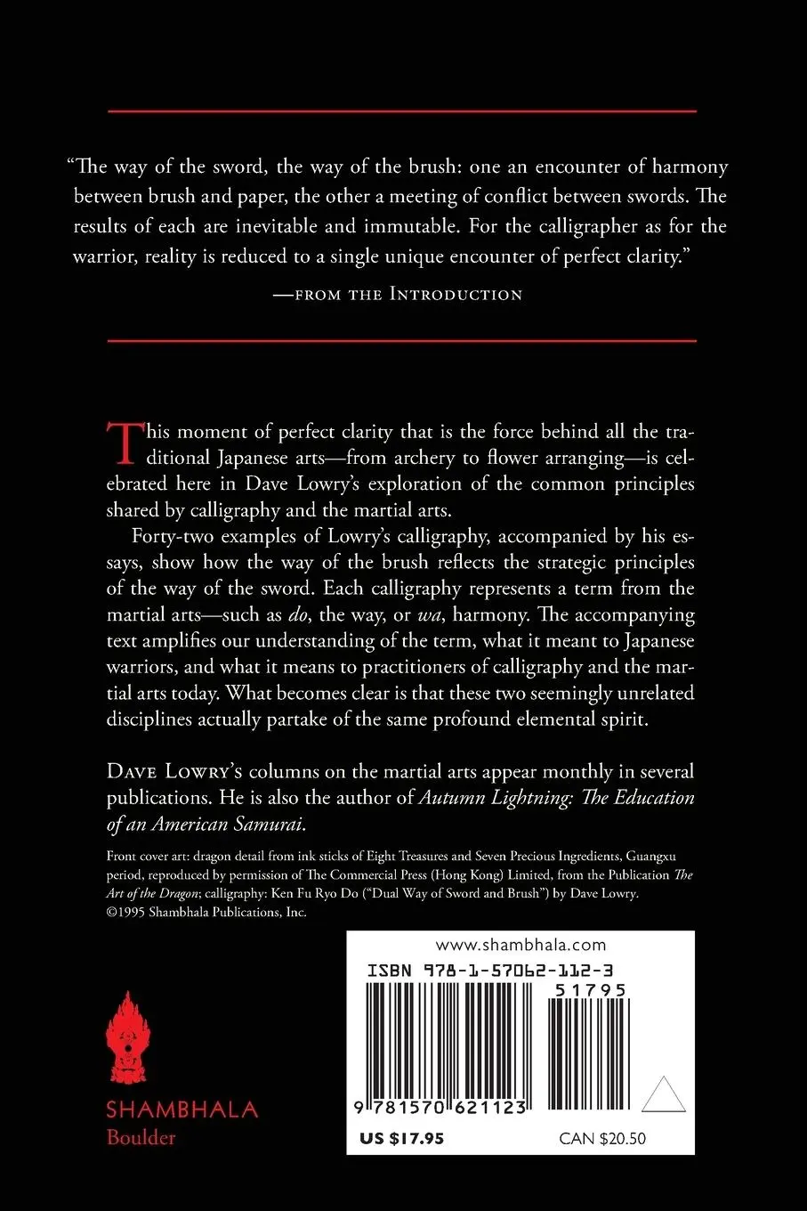 Rückseite: 9781570621123 | Sword and Brush | The Spirit of the Martial Arts | Dave Lowry | Buch