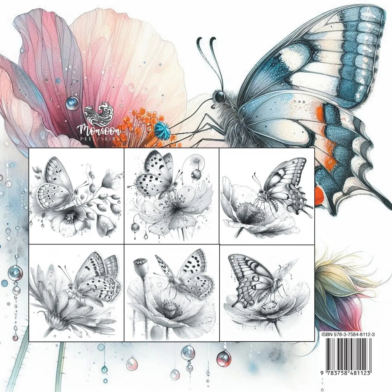Rückseite: 9783758481123 | Mandala Butterflies Coloring Book for Adults | Monsoon Publishing