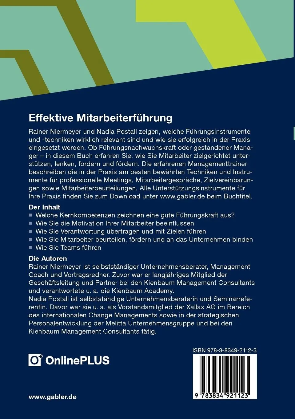 Rückseite: 9783834921123 | Effektive Mitarbeiterführung | Praxiserprobte Tipps für Führungskräfte