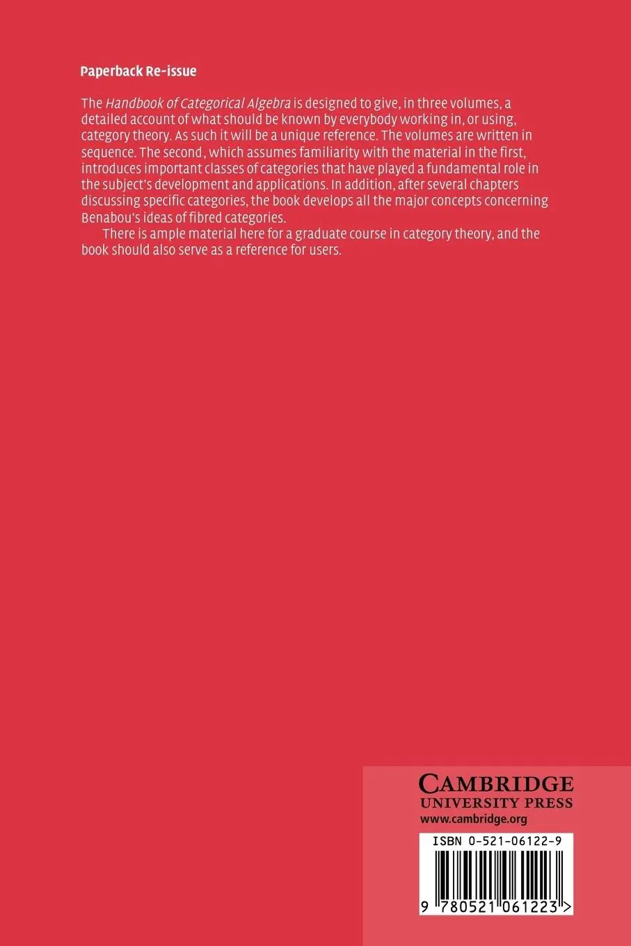 Rückseite: 9780521061223 | Handbook of Categorical Algebra | Volume 2, Categories and Structures