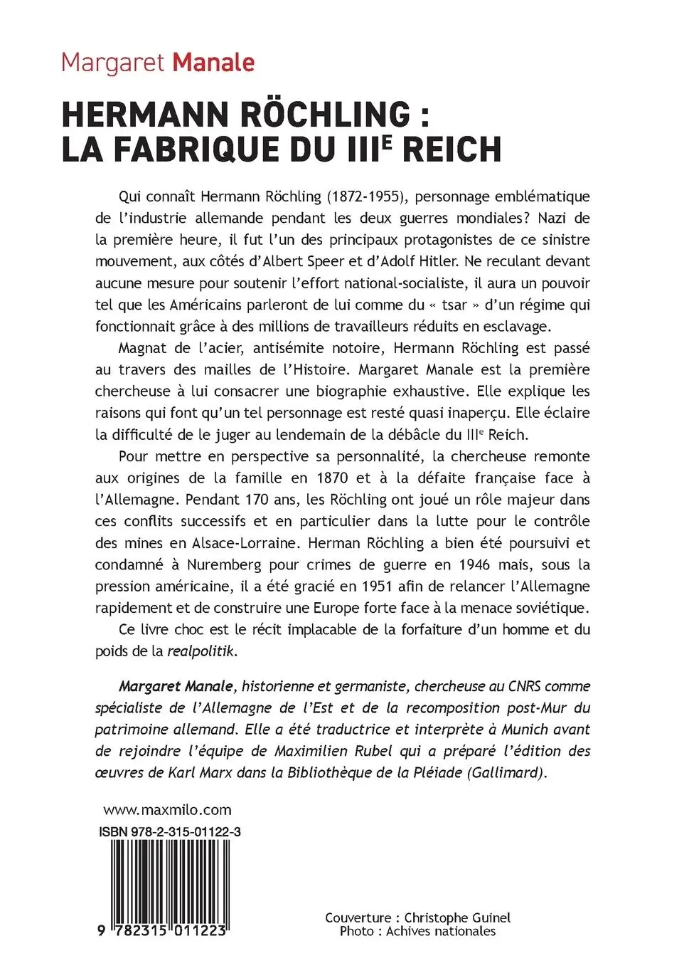 Rückseite: 9782315011223 | Hermann Röchling | La fabrique du IIIe Reich | Margaret Manale | Buch