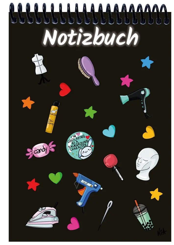 A 4 Notizblock Manga Items, schwarz, liniert