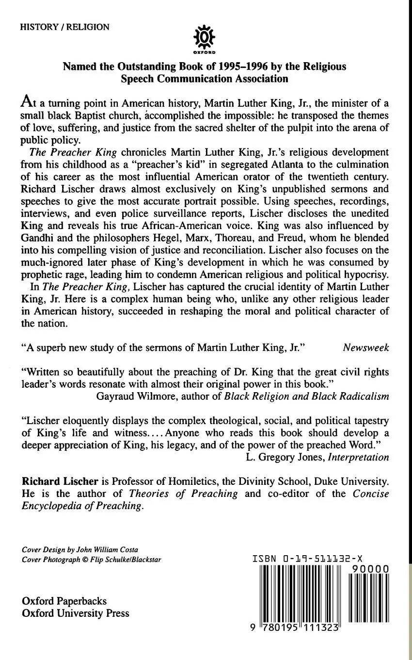 Rückseite: 9780195111323 | The Preacher King | Richard Lischer | Taschenbuch | Englisch | 1997