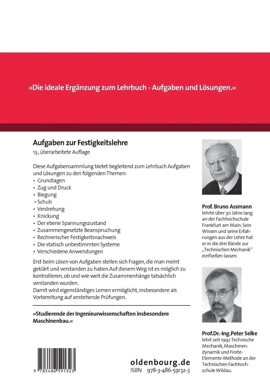 Rückseite: 9783486591323 | Aufgaben zur Festigkeitslehre | Peter Selke (u. a.) | Taschenbuch | IX