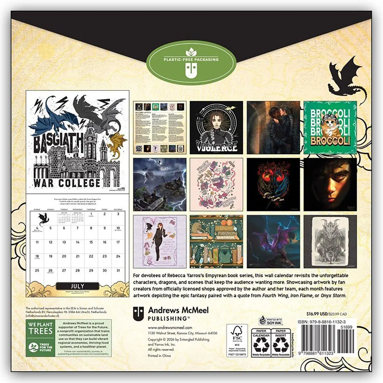 Rückseite: 9798881611323 | Fourth Wing - Flammengeküsst 2027 - Wandkalender | Publisher | 28 S.