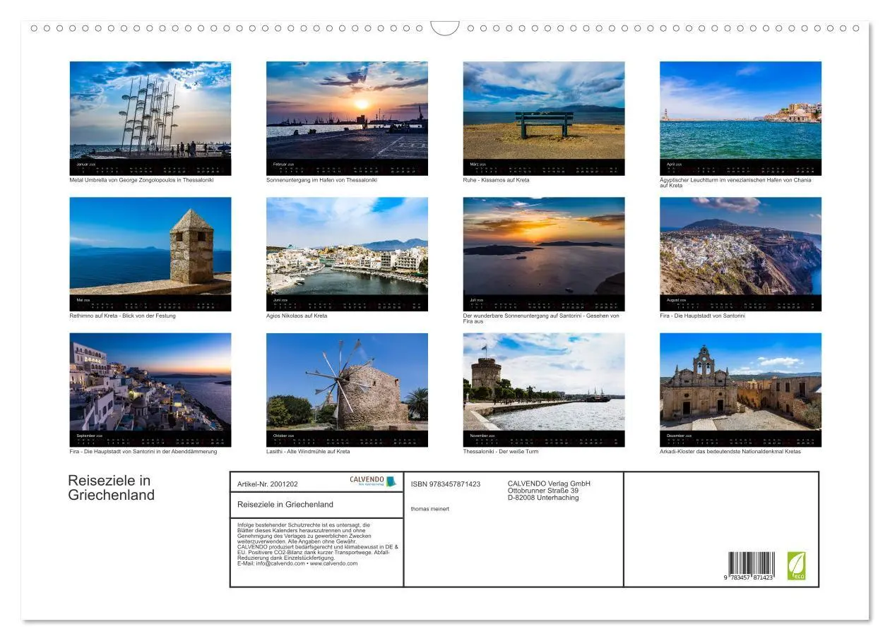 Bild: 9783457871423 | Reiseziele in Griechenland (Wandkalender 2026 DIN A2 quer),...