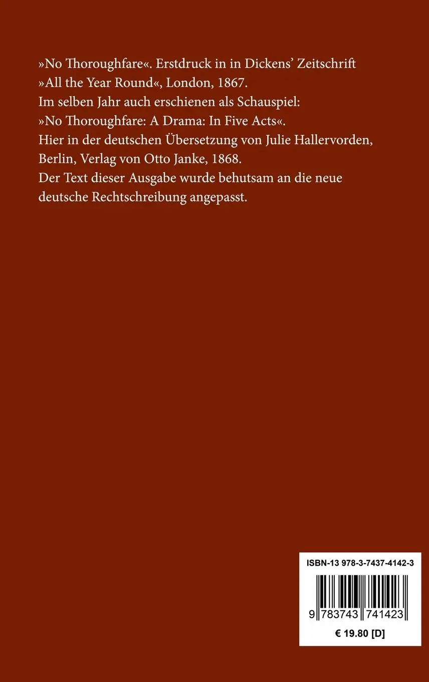 Rückseite: 9783743741423 | Nicht aus noch ein | Ein klassischer Kriminalroman | Dickens (u. a.)