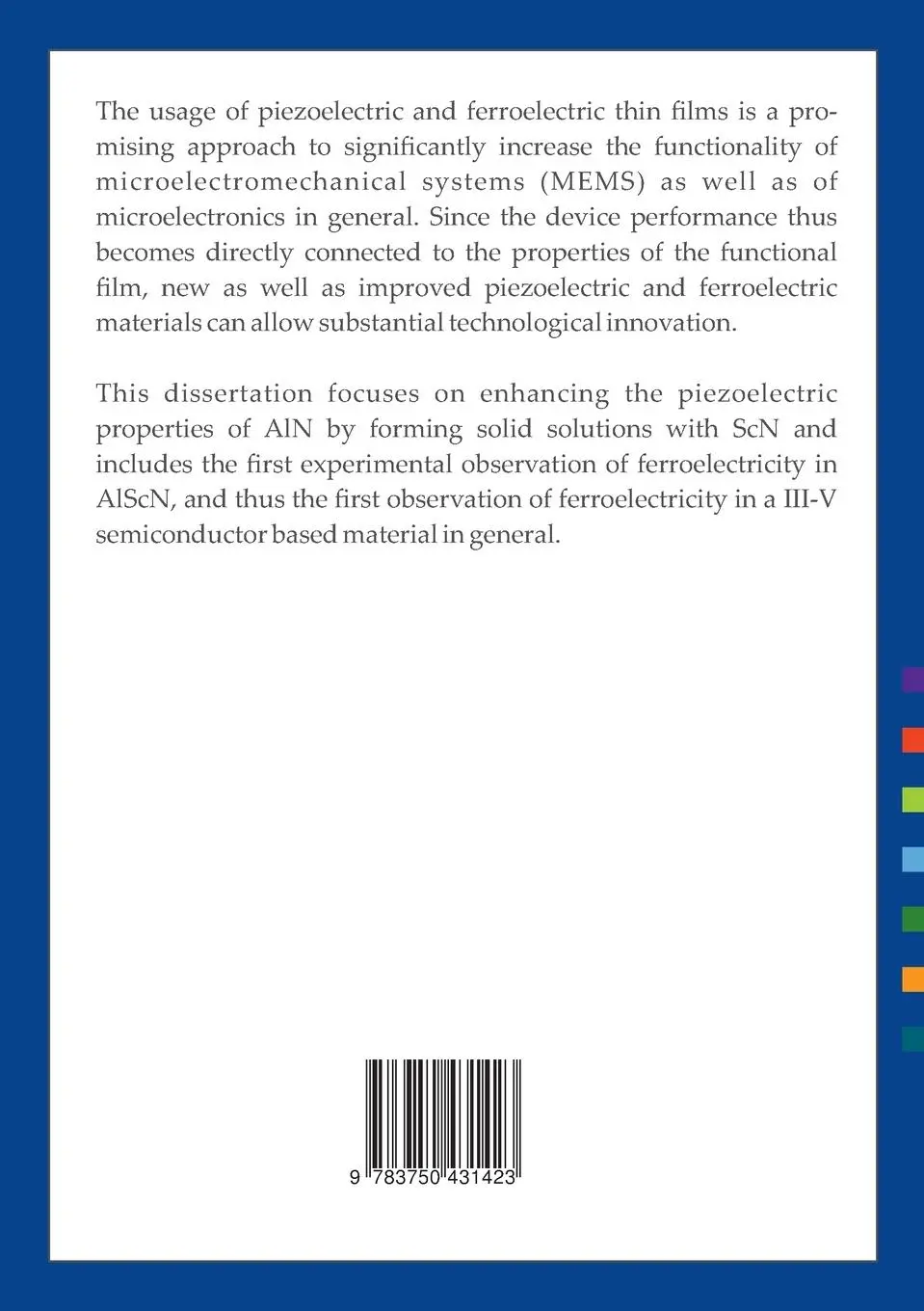 Rückseite: 9783750431423 | Development of High Performance Piezoelectric AlScN for...