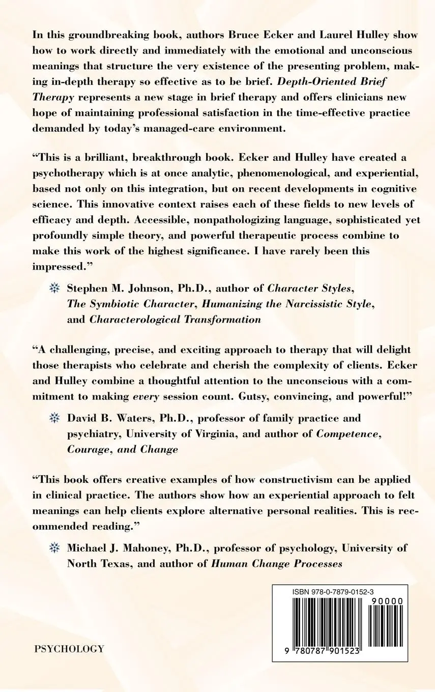 Rückseite: 9780787901523 | Depth Oriented Brief Therapy | Bruce Ecker (u. a.) | Buch | Gebunden