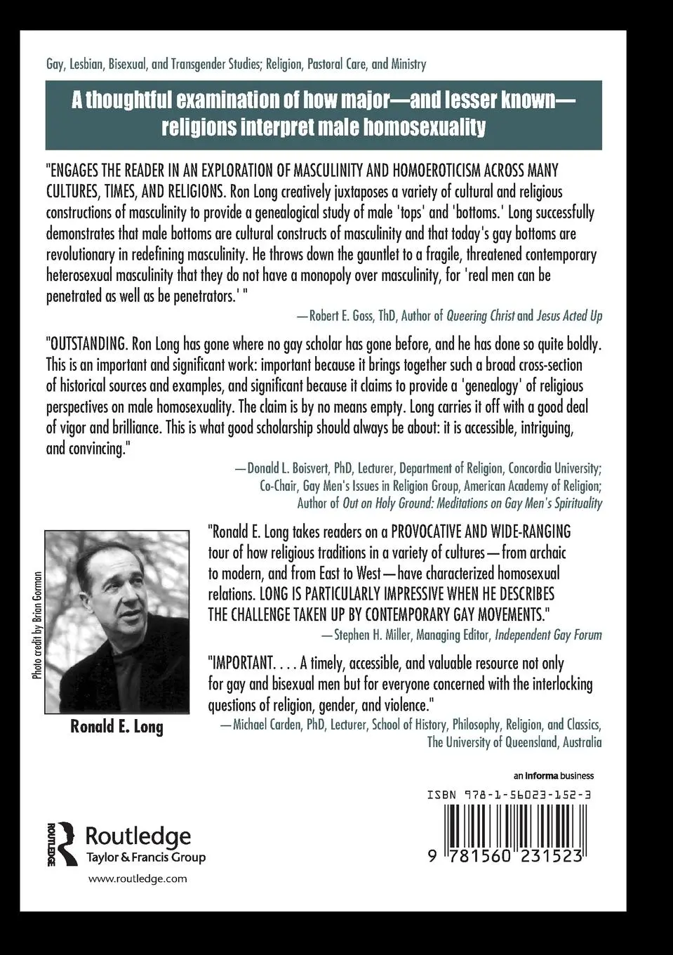 Rückseite: 9781560231523 | Men, Homosexuality, and the Gods | Ronald Long | Taschenbuch | 2004