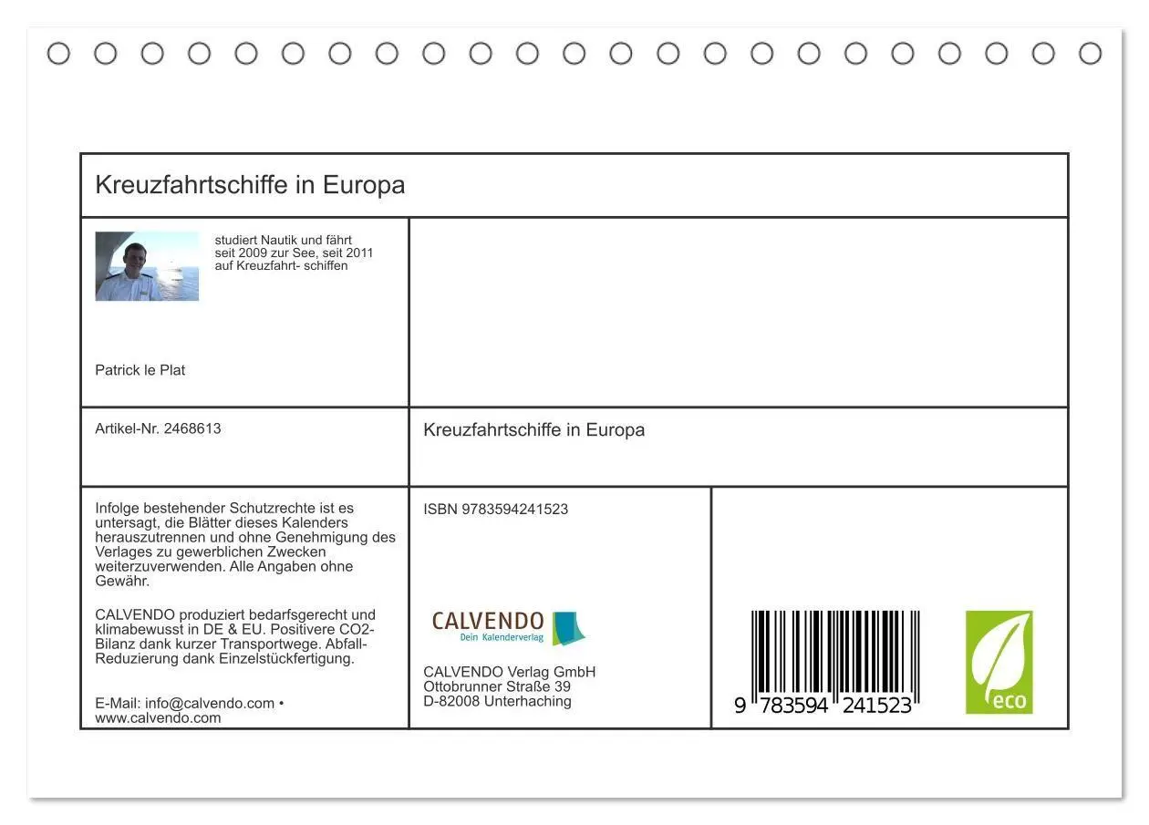 Bild: 9783594241523 | Kreuzfahrtschiffe in Europa (Tischkalender 2027 DIN A5 quer),...