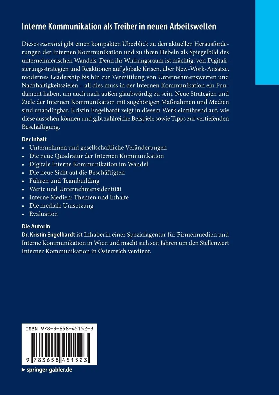 Rückseite: 9783658451523 | Interne Kommunikation als Treiber in neuen Arbeitswelten | Engelhardt