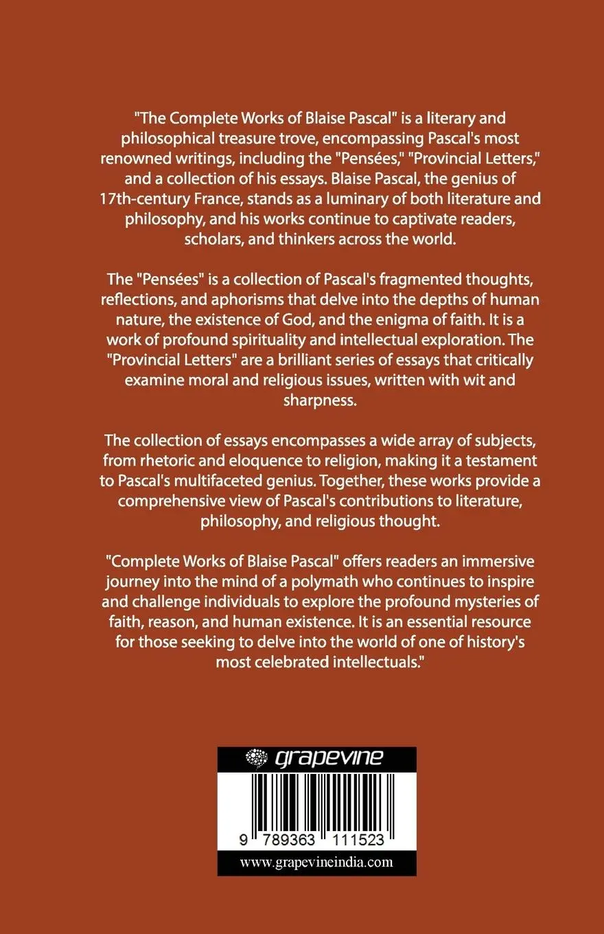Rückseite: 9789363111523 | Complete Works of Blaise Pascal (Grapevine edition) | Blaise Pascal