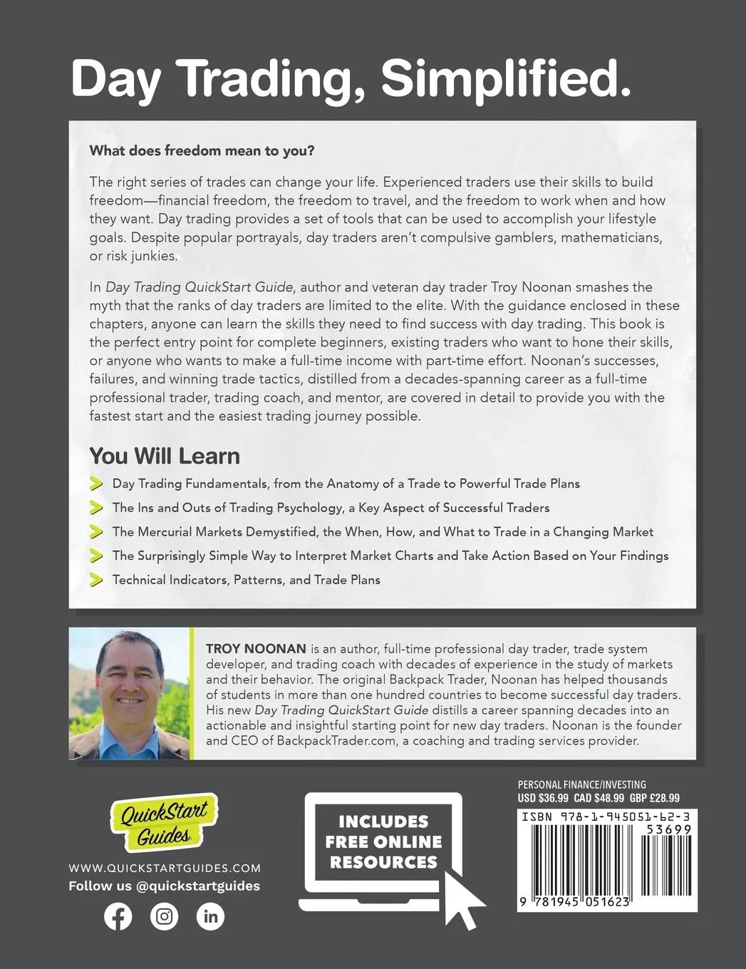 Rückseite: 9781945051623 | Day Trading QuickStart Guide | Troy Noonan | Buch | Englisch | 2020