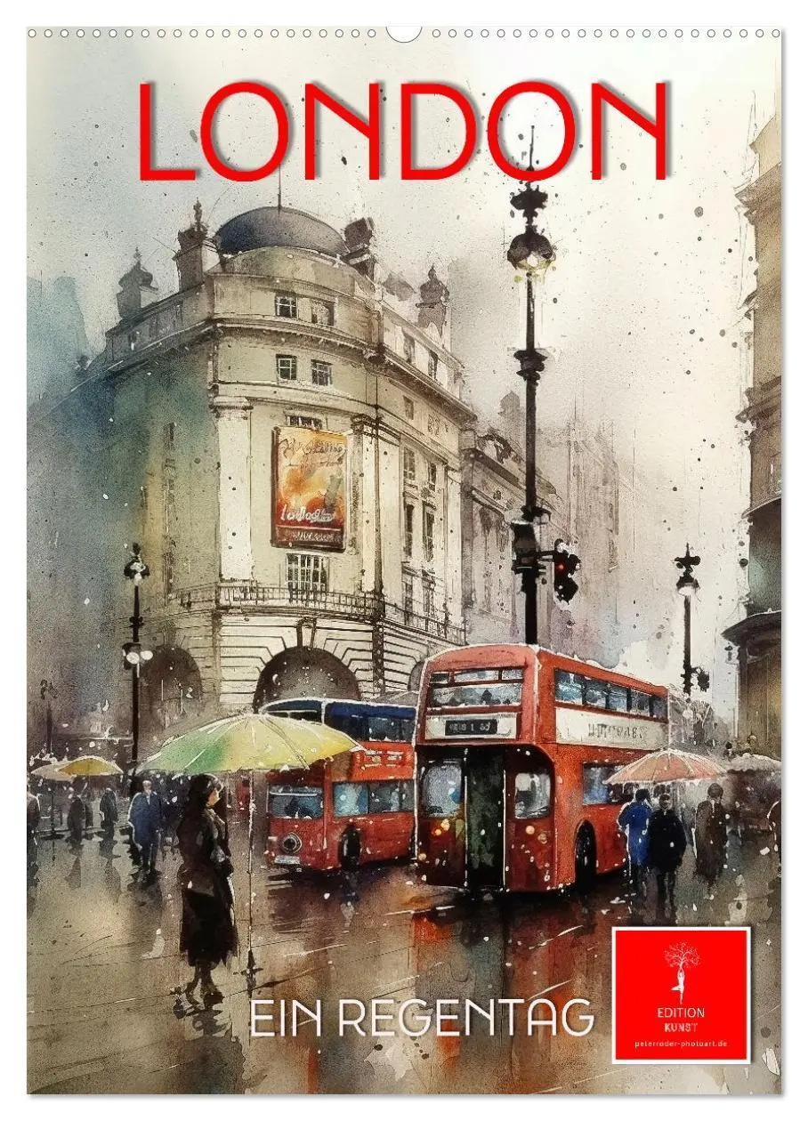 Cover: 9783516321623 | London - ein Regentag (Wandkalender 2026 DIN A2 hoch), CALVENDO...