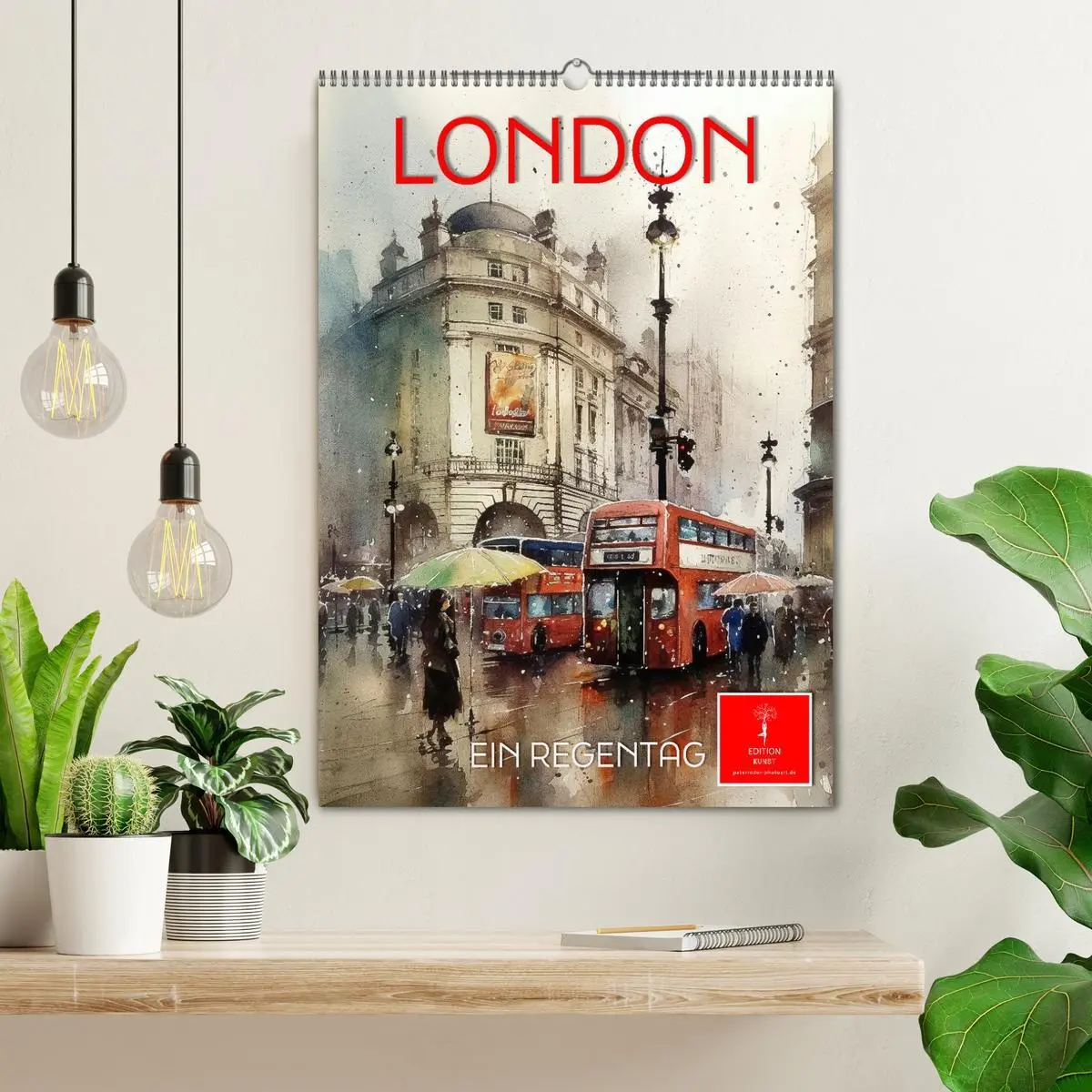 Bild: 9783516321623 | London - ein Regentag (Wandkalender 2026 DIN A2 hoch), CALVENDO...