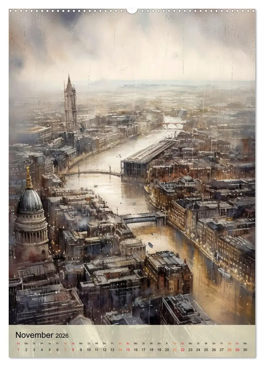 Bild: 9783516321623 | London - ein Regentag (Wandkalender 2026 DIN A2 hoch), CALVENDO...