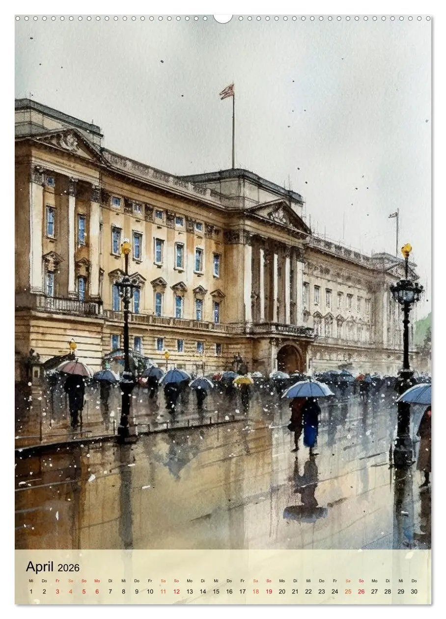 Bild: 9783516321623 | London - ein Regentag (Wandkalender 2026 DIN A2 hoch), CALVENDO...