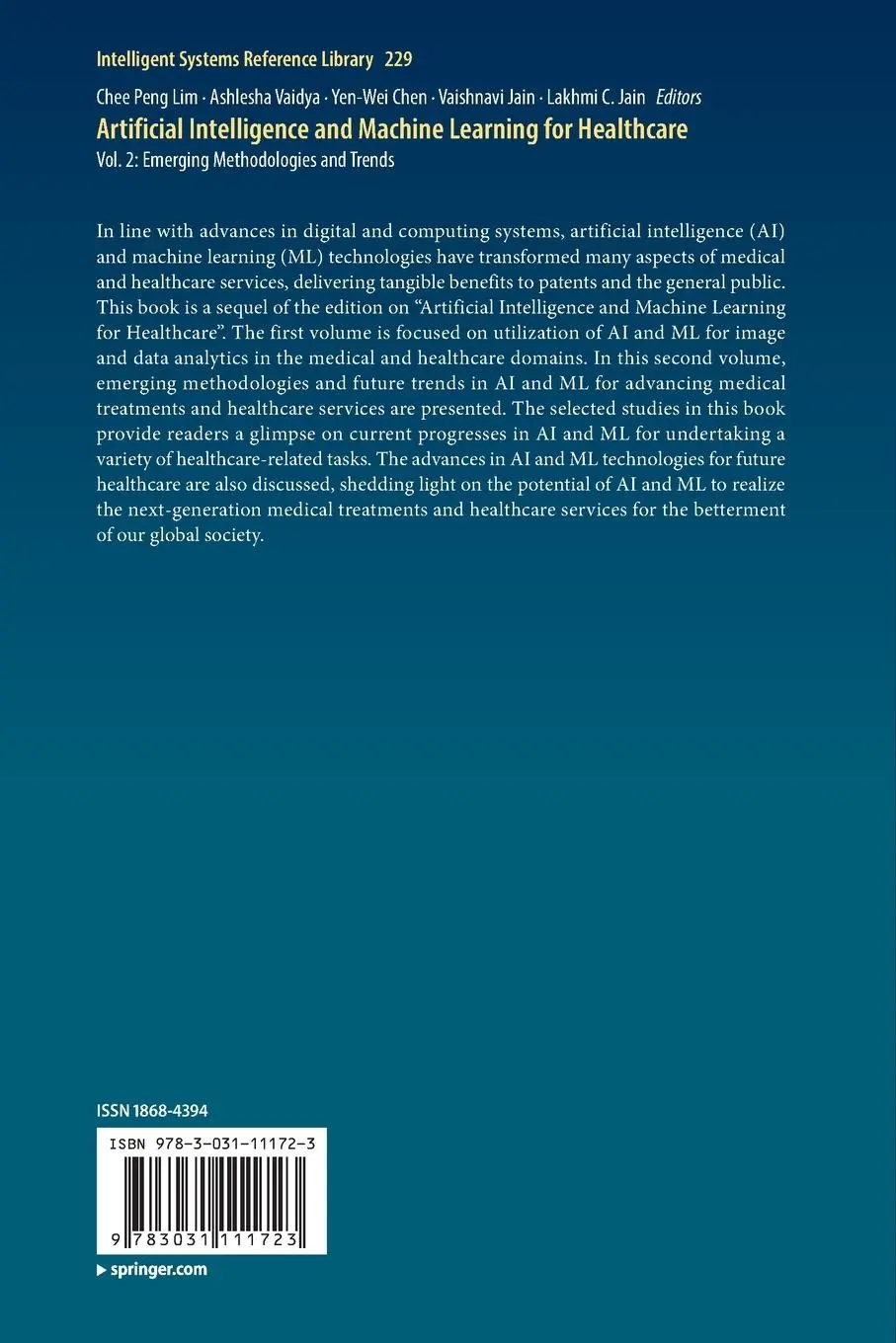 Rückseite: 9783031111723 | Artificial Intelligence and Machine Learning for Healthcare | Buch