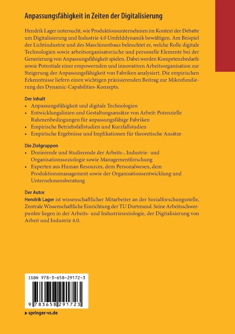 Rückseite: 9783658291723 | Anpassungsfähigkeit in Zeiten der Digitalisierung | Hendrik Lager | xv
