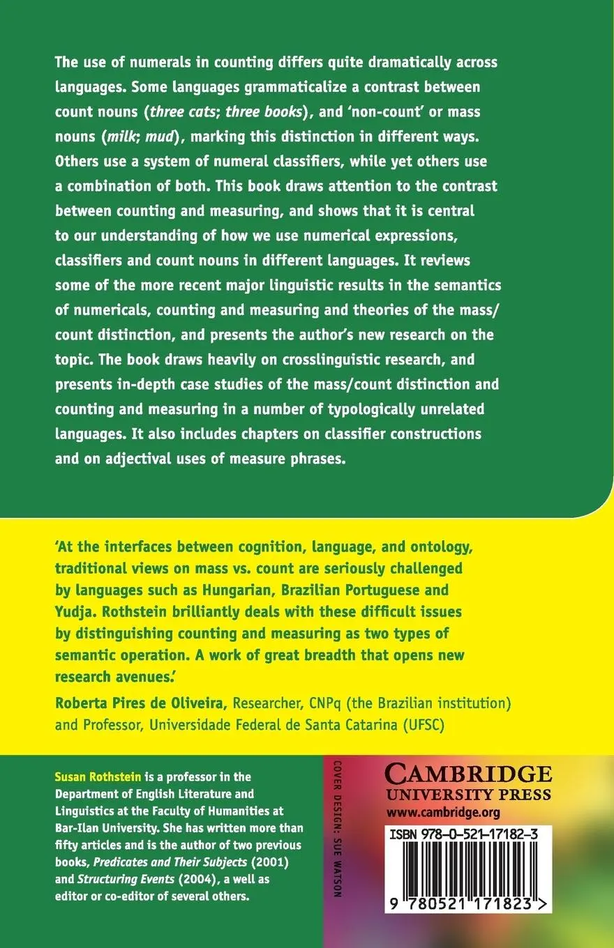 Rückseite: 9780521171823 | Semantics for Counting and Measuring | Susan Rothstein | Taschenbuch