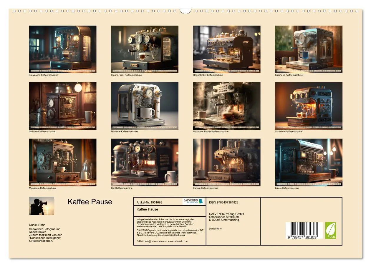 Bild: 9783457381823 | Kaffee Pause (hochwertiger Premium Wandkalender 2026 DIN A2 quer),...
