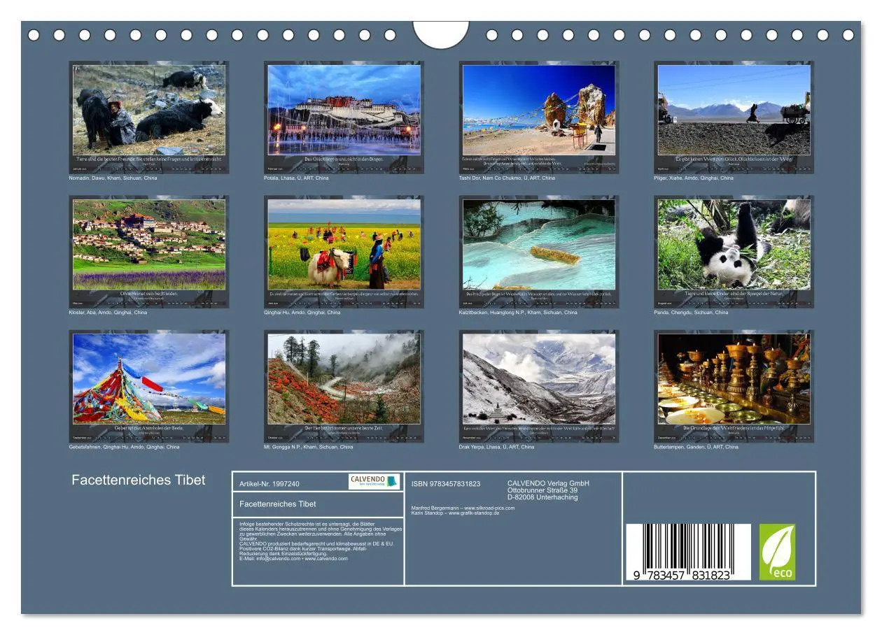 Bild: 9783457831823 | Facettenreiches Tibet (Wandkalender 2026 DIN A4 quer), CALVENDO...