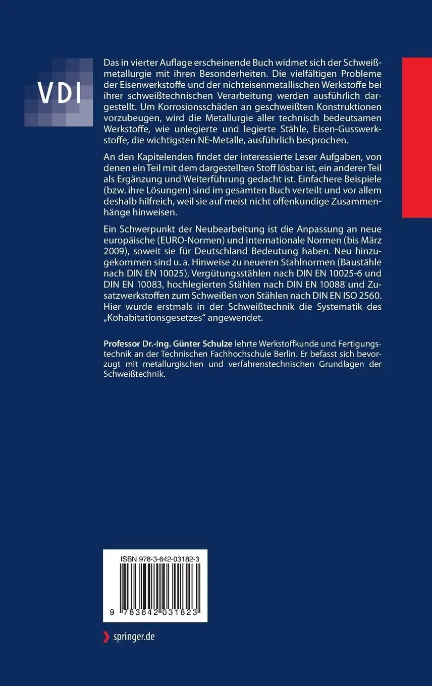Rückseite: 9783642031823 | Die Metallurgie des Schweißens | Günter Schulze | Buch | xx | Deutsch