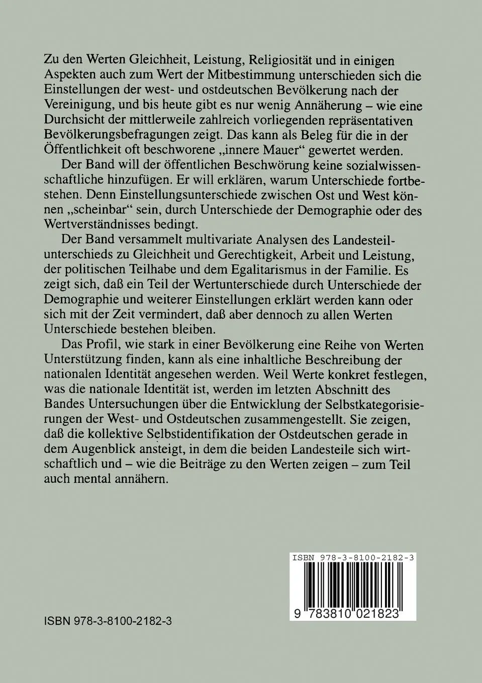 Rückseite: 9783810021823 | Werte und nationale Identität im vereinten Deutschland | Meulemann