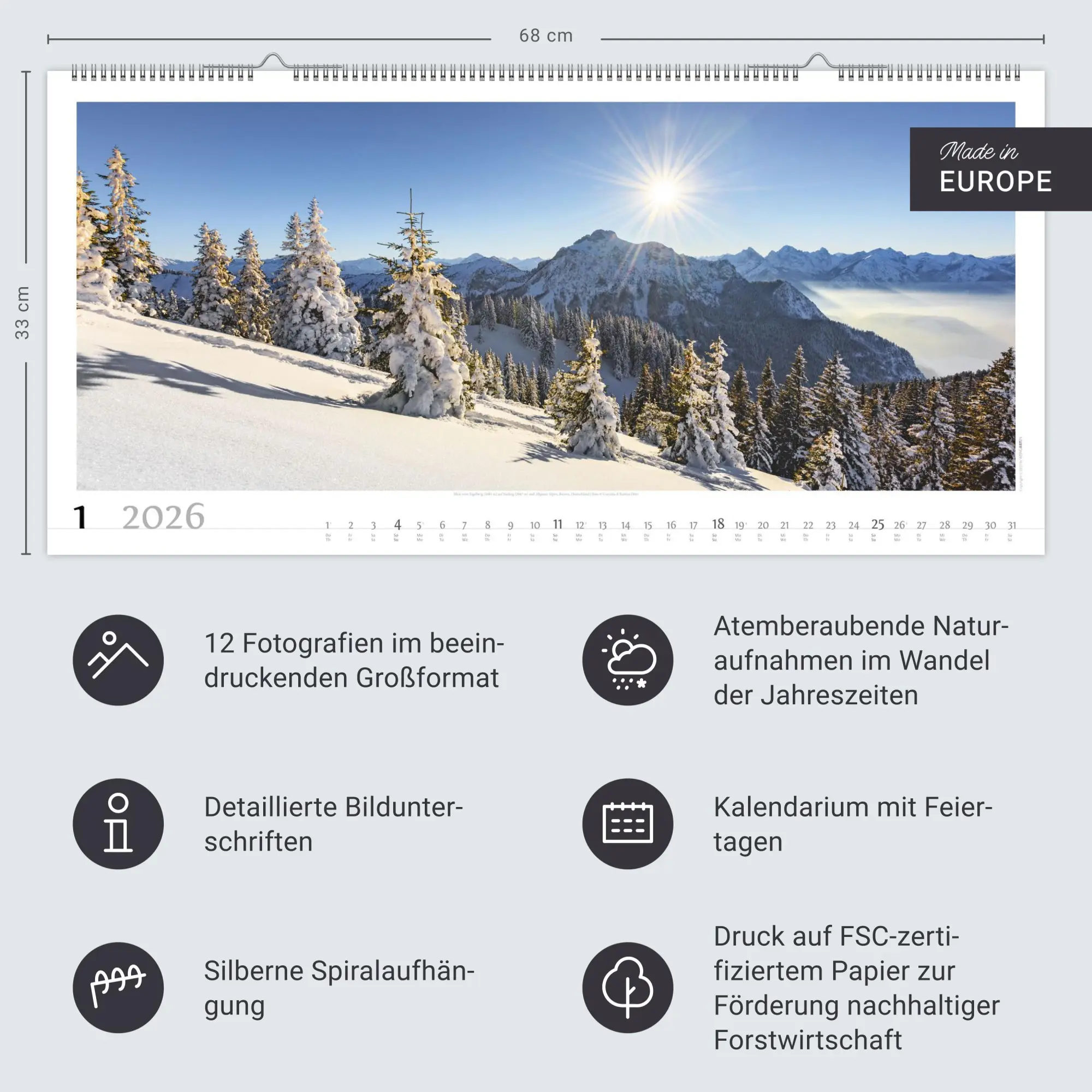 Bild: 9783839901823 | Alpenpanorama Kalender 2026 | Cornelia Dörr | Kalender | Spiralbindung