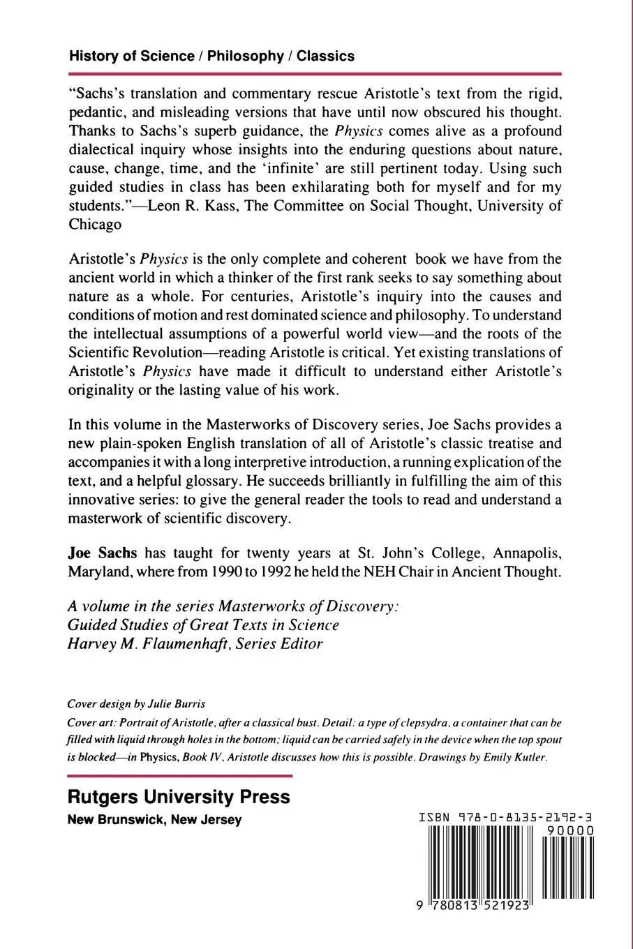 Rückseite: 9780813521923 | Aristotle's Physics | A Guided Study | Joe Sachs | Taschenbuch | 1995