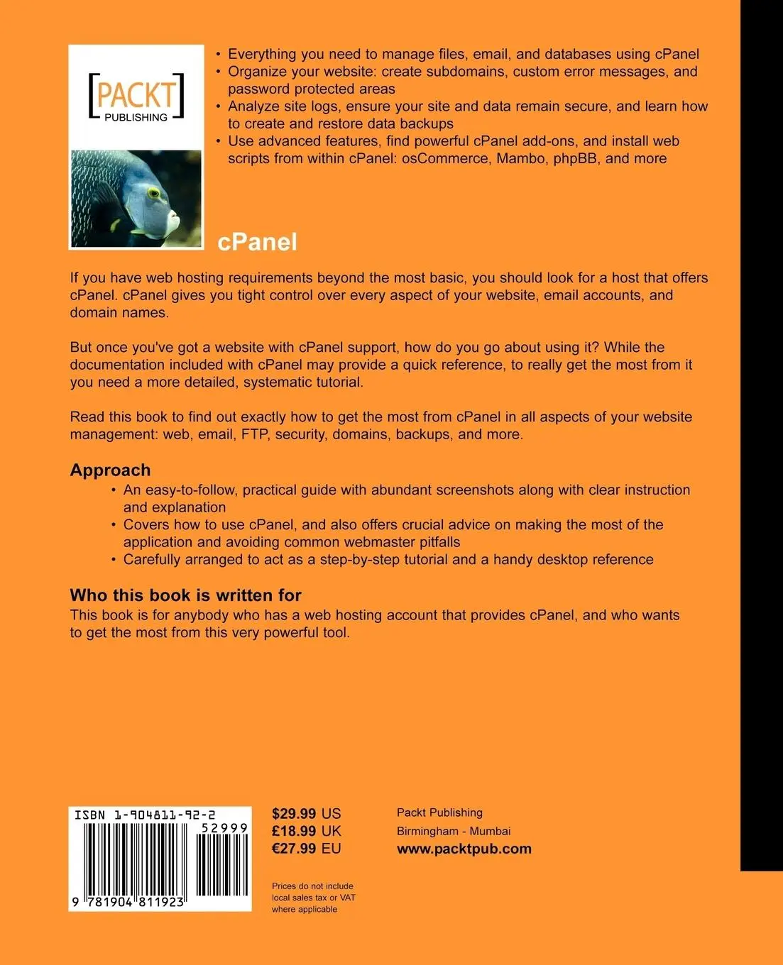 Rückseite: 9781904811923 | Cpanel User Guide and Tutorial | A. Pedersen | Taschenbuch | Englisch