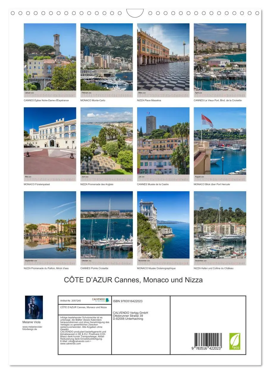 Bild: 9783516422023 | CÔTE D'AZUR Cannes, Monaco und Nizza (Wandkalender 2026 DIN A3...