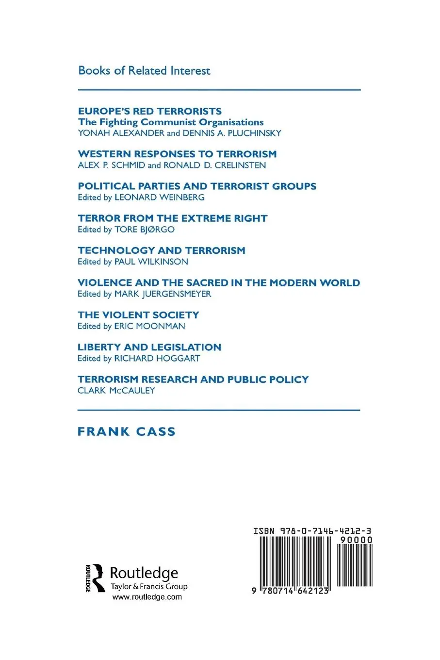 Rückseite: 9780714642123 | Action Directe | Ultra Left Terrorism in France 1979-1987 | Dartnell