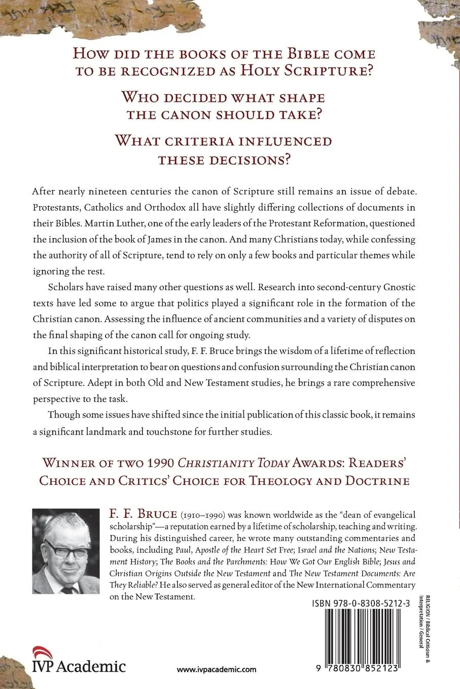 Rückseite: 9780830852123 | The Canon of Scripture | F. F. Bruce | Taschenbuch | Englisch | 2018