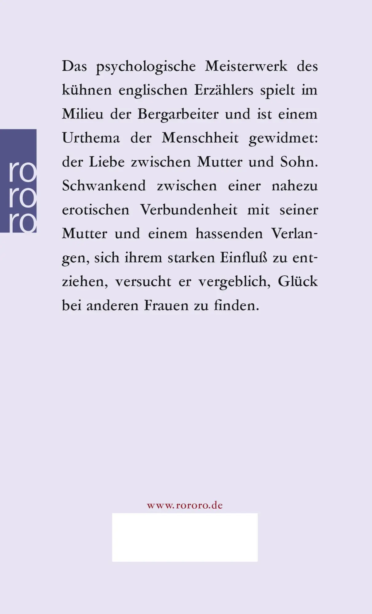 Rückseite: 9783499142123 | Söhne und Liebhaber | D. H. Lawrence | Taschenbuch | 416 S. | Deutsch
