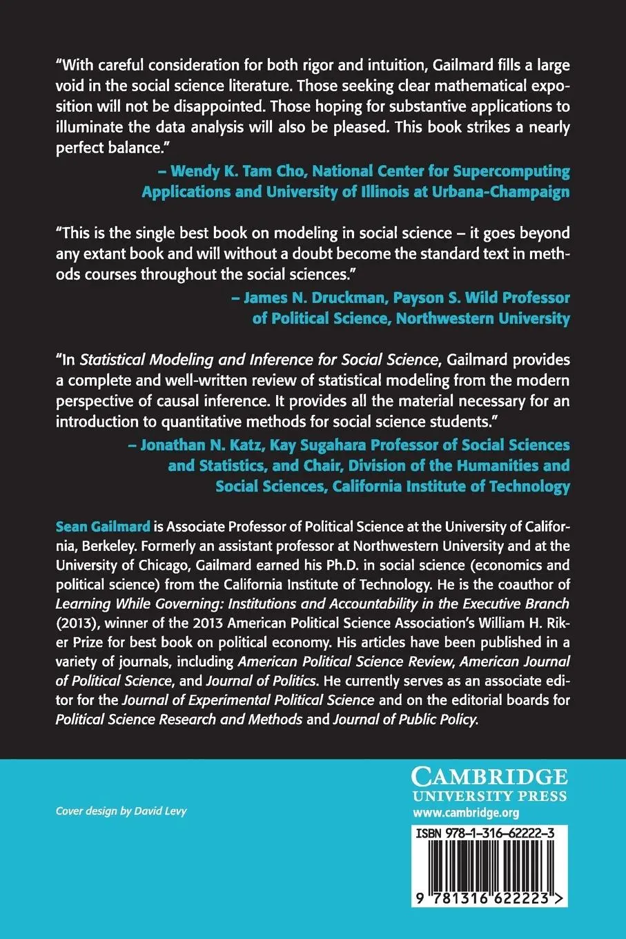 Rückseite: 9781316622223 | Statistical Modeling and Inference for Social Science | Sean Gailmard