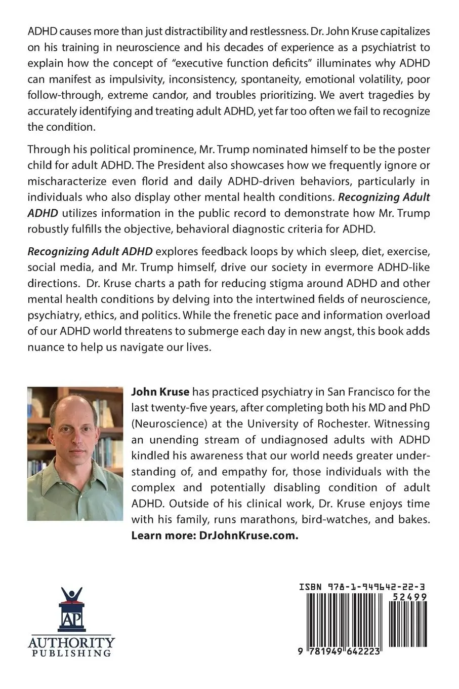 Rückseite: 9781949642223 | Recognizing Adult ADHD | M. D. John Kruse | Taschenbuch | Englisch